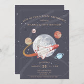 Weltraumabenteuer Boys Geburtstag Einladung (Vorne/Hinten)