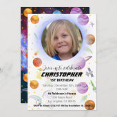 Weltraumabenteuer Einladung zum Geburtstag (Vorne/Hinten)