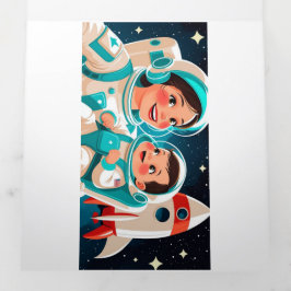 Weltraumabenteuer Einladung zum Geburtstag - Flach