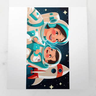 Weltraumabenteuer Einladung zum Geburtstag - Flach