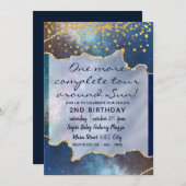 Weltraumabenteuer Galaxy Kind 2. Geburtstag Einladung (Vorne/Hinten)