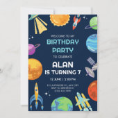 Weltraumabenteuer Geburtstagsparty Einladung (Vorderseite)