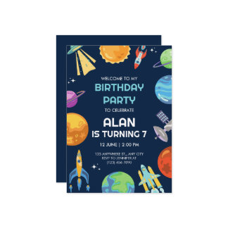 Weltraumabenteuer Geburtstagsparty Einladung