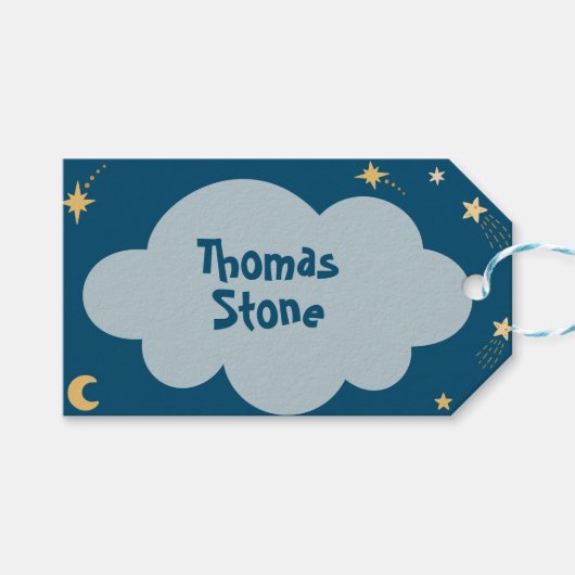 Weltraumabenteuer Kindergeburtstag Geschenkanhänger (Vorderseite (Horizontal))