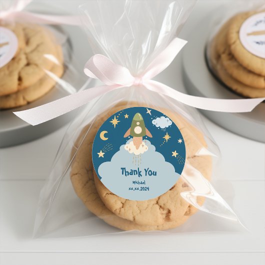 Weltraumabenteuer Kindergeburtstag Runder Aufkleber