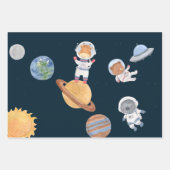 Weltraumabenteuer: Planeten und Tiere Astronauten Geschenkpapier Set (Vorderseite 3)