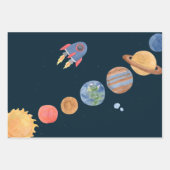 Weltraumabenteuer: Planeten und Tiere Astronauten Geschenkpapier Set (Vorderseite 2)