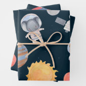 Weltraumabenteuer: Planeten und Tiere Astronauten Geschenkpapier Set (Beispiel)