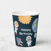 Weltraumabenteuer: Planeten und Tiere Astronauten Pappbecher (Rückseite)