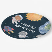 Weltraumabenteuer: Planeten und Tiere Astronauten Pappteller (Schrägansicht)