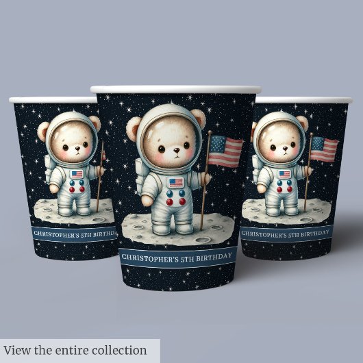 Weltraumabenteuer Teddy Bear Astronaut Baby Boy Cu Pappbecher