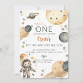 Weltraumabenteuer Wasserfarbe Erstgeburt Einladung (Vorderseite)