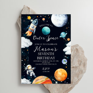 Weltraumabenteuer Weltraum Weltraumjunge Einladung
