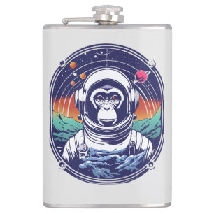 Weltraumaffe Astronaut Flachmann
