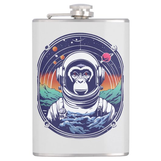 Weltraumaffe Astronaut Flachmann (Vorderseite)