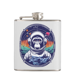 Weltraumaffe Astronaut Flachmann
