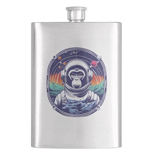 Weltraumaffe Astronaut Flachmann (Vorderseite)