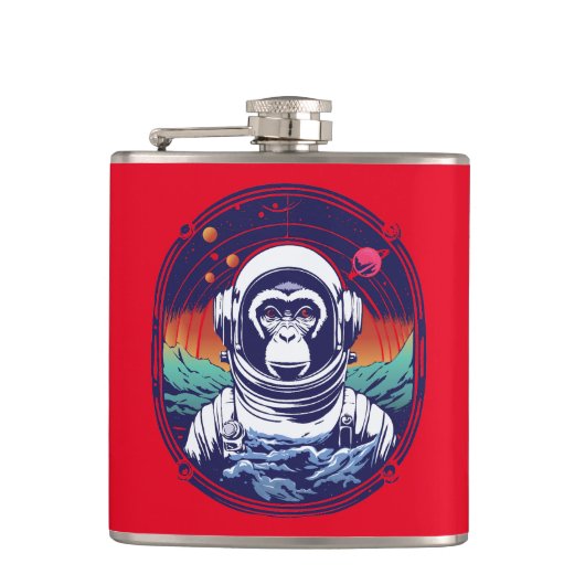 Weltraumaffe Astronaut Flachmann (Vorderseite)