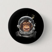 Weltraumaffe Astronaut Wildtierschaum Button (Vorderseite)