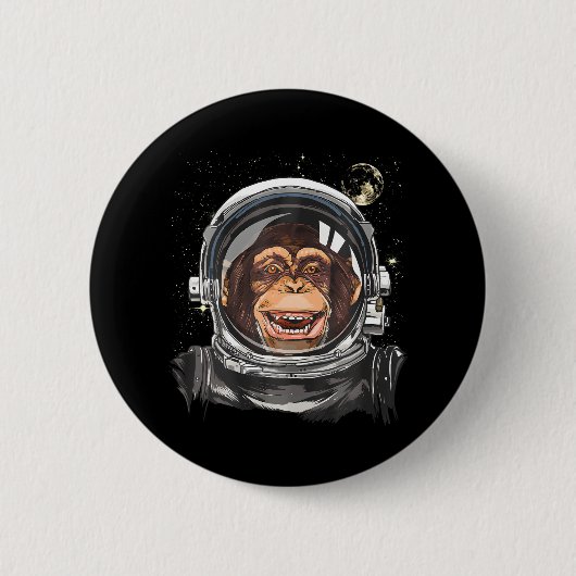 Weltraumaffe Astronaut Wildtierschaum Button (Vorderseite)