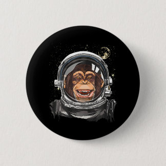 Weltraumaffe Astronaut Wildtierschaum Button