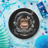Weltraumaffe Astronaut Wildtierschaum Pappteller (Party)