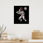 Weltraumamonaut Baseball Spieler Kosmischer Planet Poster (Küche)