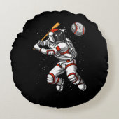Weltraumamonaut Baseball Spieler Kosmischer Planet Rundes Kissen (Vorderseite)