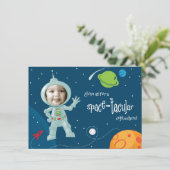 Weltraumamonaut Geburtstagseinladungskarte Einladung (Stehend Vorderseite)