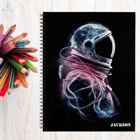 Weltraumastronaut, Astronomie, farbenfrohe Gewohnh Notizblock