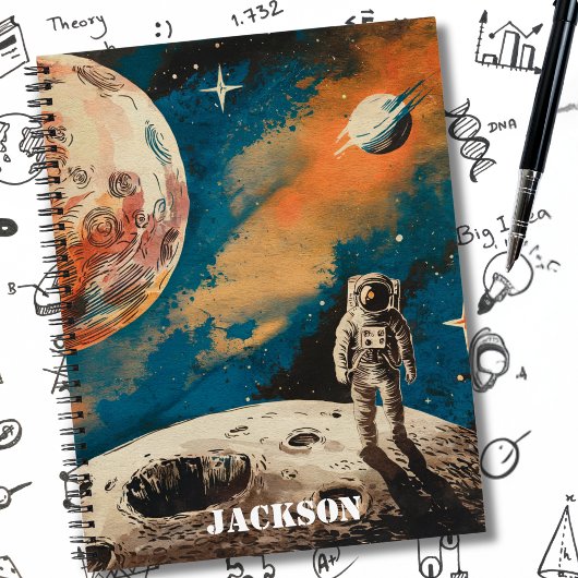 Weltraumastronaut, Astronomie, individuelles Noteb Notizblock