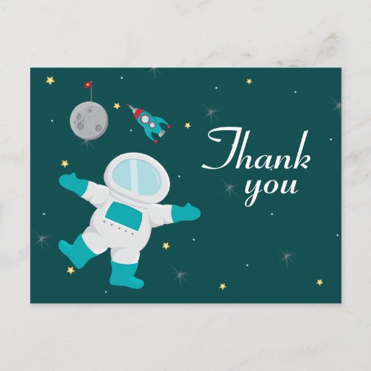 Weltraumastronaut Geburtstag danke Postkarte (Vorderseite)