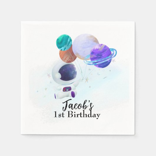 Weltraumastronaut Geburtstag Serviette (Vorderseite)