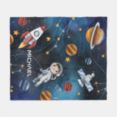 Weltraumastronauten Moon Stars Personalisiert Fleecedecke (Vorderseite (Horizontal))