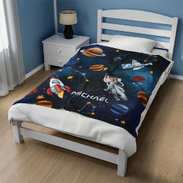 Weltraumastronauten Moon Stars Personalisiert Fleecedecke