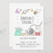 Weltraumastronauten zur Veranschaulichung der Gebu Einladung (Vorne/Hinten)