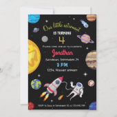 Weltraumastronautengalaxieplaneten Geburtstag Einladung (Vorderseite)
