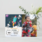 Weltraumastronautin Geburtstag Einladung (Stehend Vorderseite)