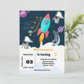 Weltraumastronautin Geburtstag Einladung (Stehend Vorderseite)