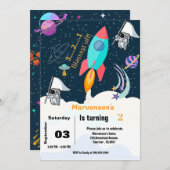 Weltraumastronautin Geburtstag Einladung (Vorne/Hinten)