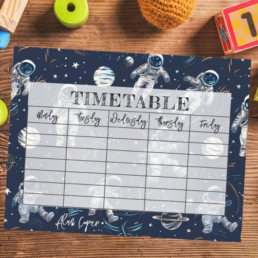 Weltraumbahnfahrplan für Kinder