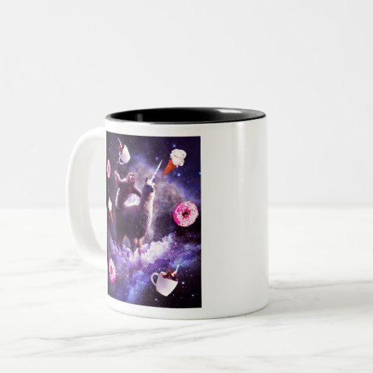 Weltraumbahnhof Llama Unicorn - Donut Zweifarbige Tasse (Vorderseite Links)