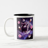 Weltraumbahnhof Llama Unicorn - Donut Zweifarbige Tasse (Links)