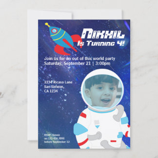 Weltraumbahnhof Spaceman Weltraum Geburtstag Einladung
