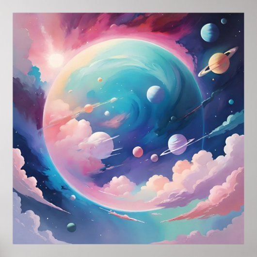 Weltraumbezogene abstrakte Kunst Poster (Vorne)