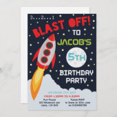 Weltraumbezogene Geburtstagsfeier Einladung (Vorne/Hinten)