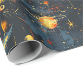 Weltraumbezogene nahtlose Muster Katzenastronaut Geschenkpapier (Rolleneckpunkt)