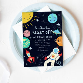 Weltraumblase von der Geburtstagsparty Einladung