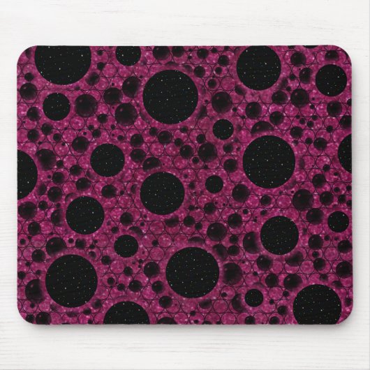 Weltraumblasen - Glitzer Fuschia Mousepad (Vorne)