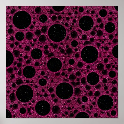 Weltraumblasen - Glitzer Fuschia Poster (Vorne)